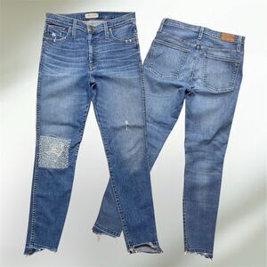 Madewell 10" High Rise Skinny Women's Embroidered Distressed Raw Hem Jeans Sz 30